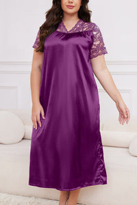 Willluxe® Silky Comfort Lace Trim Plus Size Sleep Dress