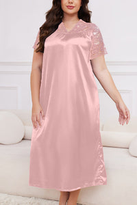 Willluxe® Silky Comfort Lace Trim Plus Size Sleep Dress