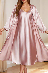 Willluxe® Satin Elegance Long Robe & Slip Dress Sleepwear Set