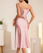 Willluxe® Satin Elegance Long Robe & Slip Dress Sleepwear Set