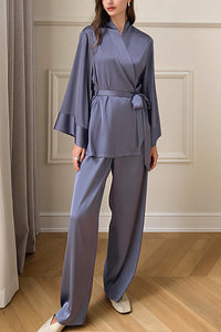 Willluxe® Elegant French Satin Wrap Pajama Set