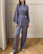 Willluxe® Elegant French Satin Wrap Pajama Set