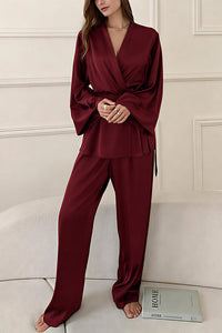 Willluxe® Elegant French Satin Wrap Pajama Set