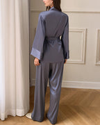 Willluxe® Elegant French Satin Wrap Pajama Set