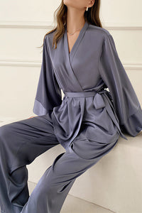 Willluxe® Elegant French Satin Wrap Pajama Set