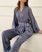 Willluxe® Elegant French Satin Wrap Pajama Set