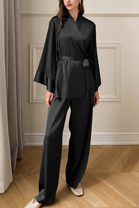 Willluxe® Elegant French Satin Wrap Pajama Set