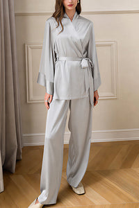Willluxe® Elegant French Satin Wrap Pajama Set