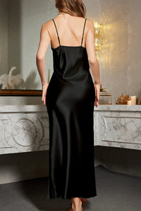 Willluxe® Satin Lace-Trim Slit Nightgown