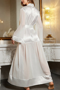 Willluxe® Sheer Mesh & Satin Long Robe