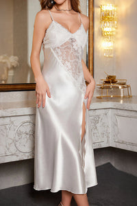 Willluxe® Satin Lace Long Slip Nightgown