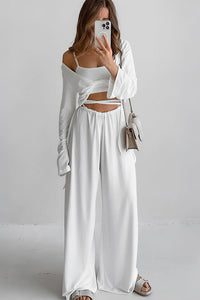 Willluxe® Elegant Cutout 3-Piece Wide-Leg Lounge Set