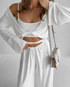 Willluxe® Elegant Cutout 3-Piece Wide-Leg Lounge Set