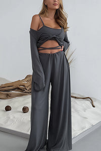 Willluxe® Elegant Cutout 3-Piece Wide-Leg Lounge Set