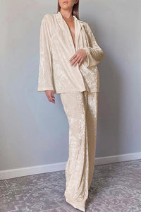 Willluxe® Luxe Crushed Velvet 2-Piece Loungewear Set
