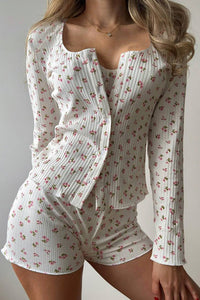 Willluxe® Floral Ribbed Knit 3-Piece Loungewear Set