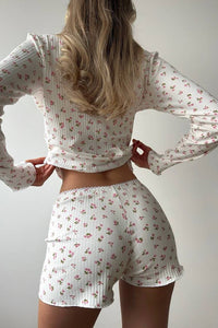 Willluxe® Floral Ribbed Knit 3-Piece Loungewear Set