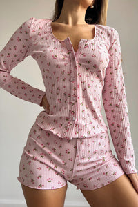 Willluxe® Floral Ribbed Knit 3-Piece Loungewear Set