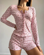 Willluxe® Floral Ribbed Knit 3-Piece Loungewear Set