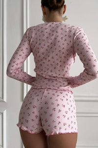 Willluxe® Floral Ribbed Knit 3-Piece Loungewear Set