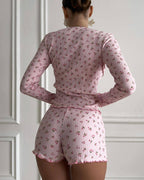 Willluxe® Floral Ribbed Knit 3-Piece Loungewear Set