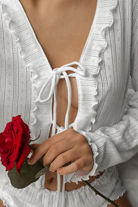 Willluxe® Tie-Front Long Sleeve Loungewear Set