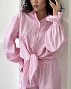 Willluxe® Sweetheart Pink Plaid Ruffle 2-Piece Loungewear Set