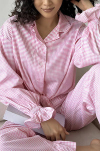 Willluxe® Sweetheart Pink Plaid Ruffle 2-Piece Loungewear Set