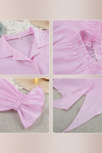 Willluxe® Sweetheart Pink Plaid Ruffle 2-Piece Loungewear Set