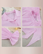 Willluxe® Sweetheart Pink Plaid Ruffle 2-Piece Loungewear Set