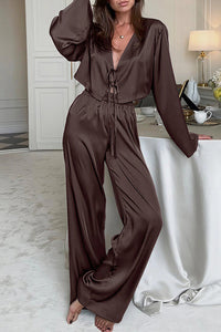 Willluxe® Satin Tie-Front Lounge Set