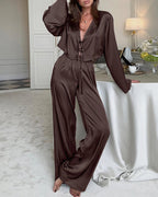 Willluxe® Satin Tie-Front Lounge Set