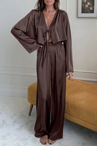 Willluxe® Satin Tie-Front Lounge Set