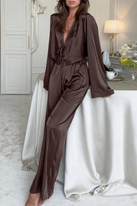 Willluxe® Satin Tie-Front Lounge Set