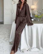 Willluxe® Satin Tie-Front Lounge Set