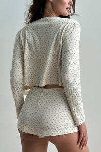 Willluxe® Floral Knit Long Sleeve & Shorts Loungewear Set