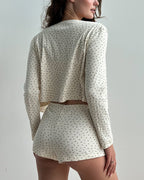 Willluxe® Floral Knit Long Sleeve & Shorts Loungewear Set