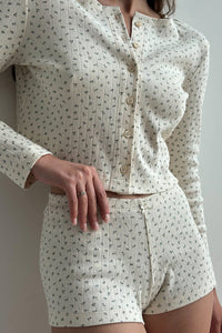 Willluxe® Floral Knit Long Sleeve & Shorts Loungewear Set