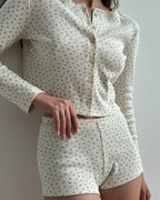 Willluxe® Floral Knit Long Sleeve & Shorts Loungewear Set