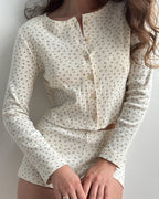 Willluxe® Floral Knit Long Sleeve & Shorts Loungewear Set