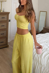Willluxe® Ribbed Cami & Wide-Leg Pant Lounge Set