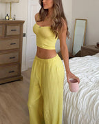 Willluxe® Ribbed Cami & Wide-Leg Pant Lounge Set