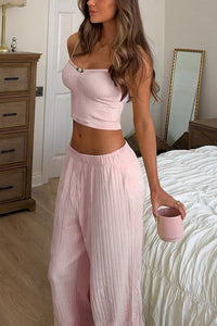 Willluxe® Ribbed Cami & Wide-Leg Pant Lounge Set