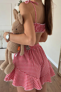 Willluxe® Sweetheart Red Gingham Ruffle Cami & Shorts Pajama Set