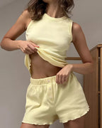Willluxe® Effortless Ribbed Tank & Shorts Loungewear Set