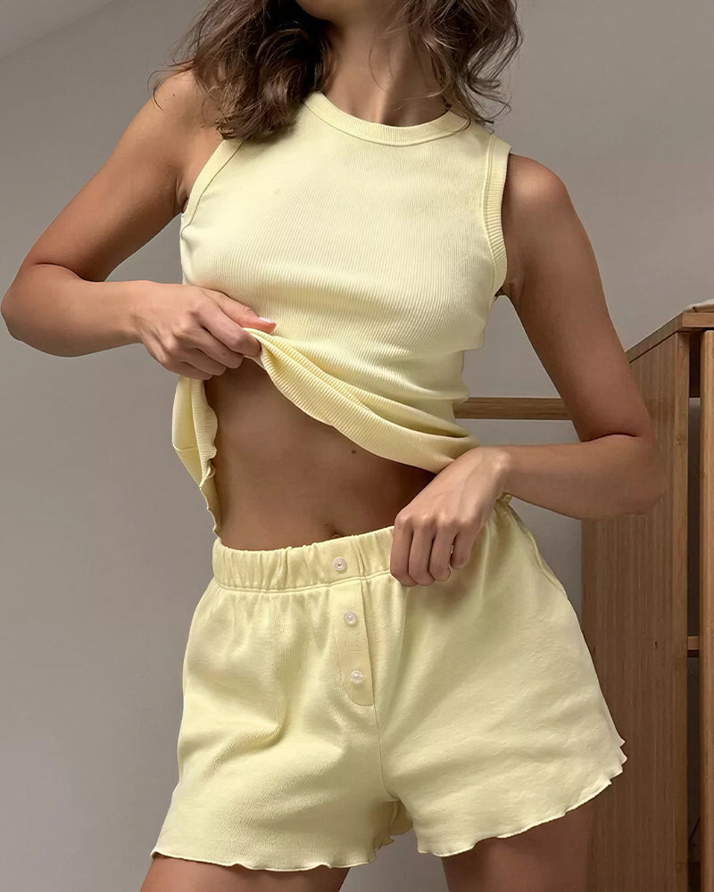 Willluxe® Effortless Ribbed Tank & Shorts Loungewear Set