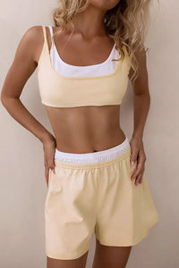 Willluxe® Casual Spliced Camisole & High Waist Shorts Sleepwear