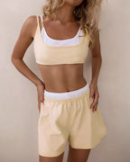 Willluxe® Casual Spliced Camisole & High Waist Shorts Sleepwear