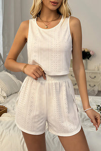 Willluxe® Pointelle Tank & Slit Shorts Sleepwear