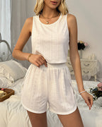 Willluxe® Pointelle Tank & Slit Shorts Sleepwear